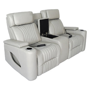 Causeuse en cuir gris zéro gravité motorisée avec console - K2180