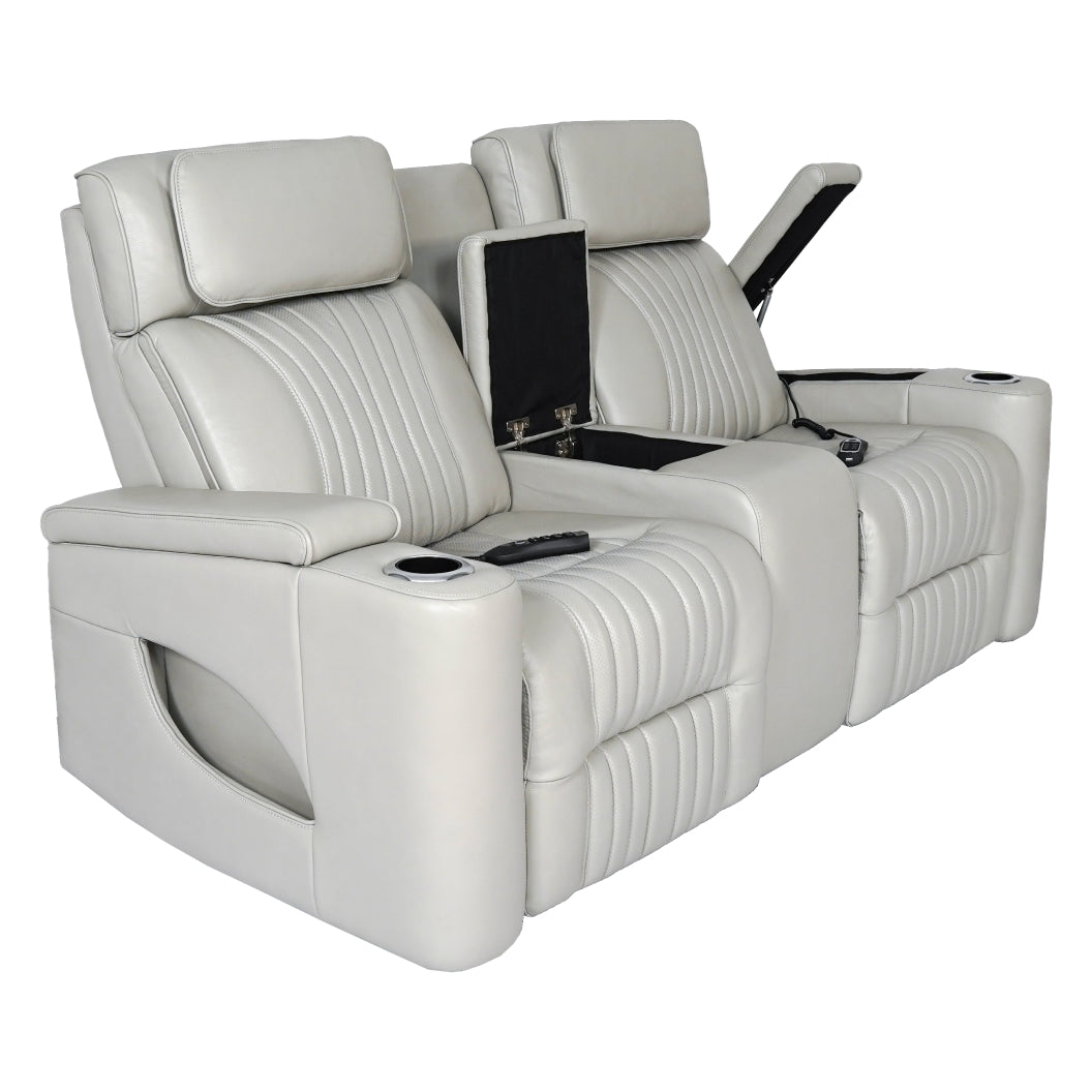 Causeuse en cuir gris zéro gravité motorisée avec console - K2180