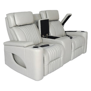 Causeuse en cuir gris zéro gravité motorisée avec console - K2180