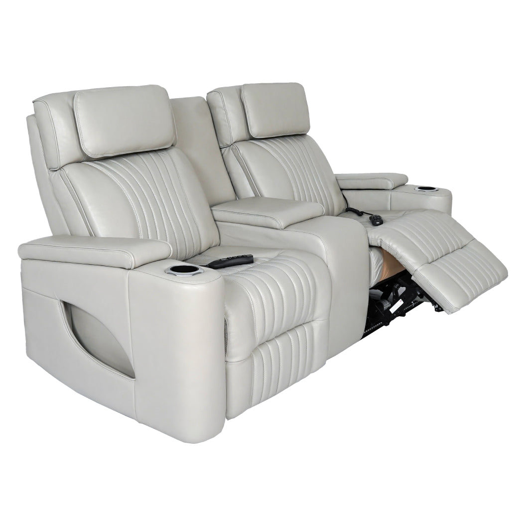 Causeuse en cuir gris zéro gravité motorisée avec console - K2180