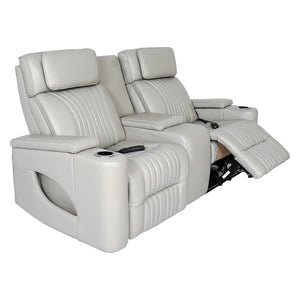 Causeuse en cuir gris zéro gravité motorisée avec console - K2180