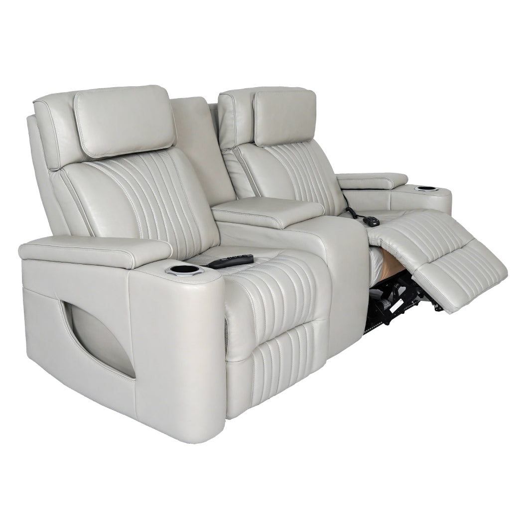 Causeuse en cuir gris zéro gravité motorisée avec console - K2180