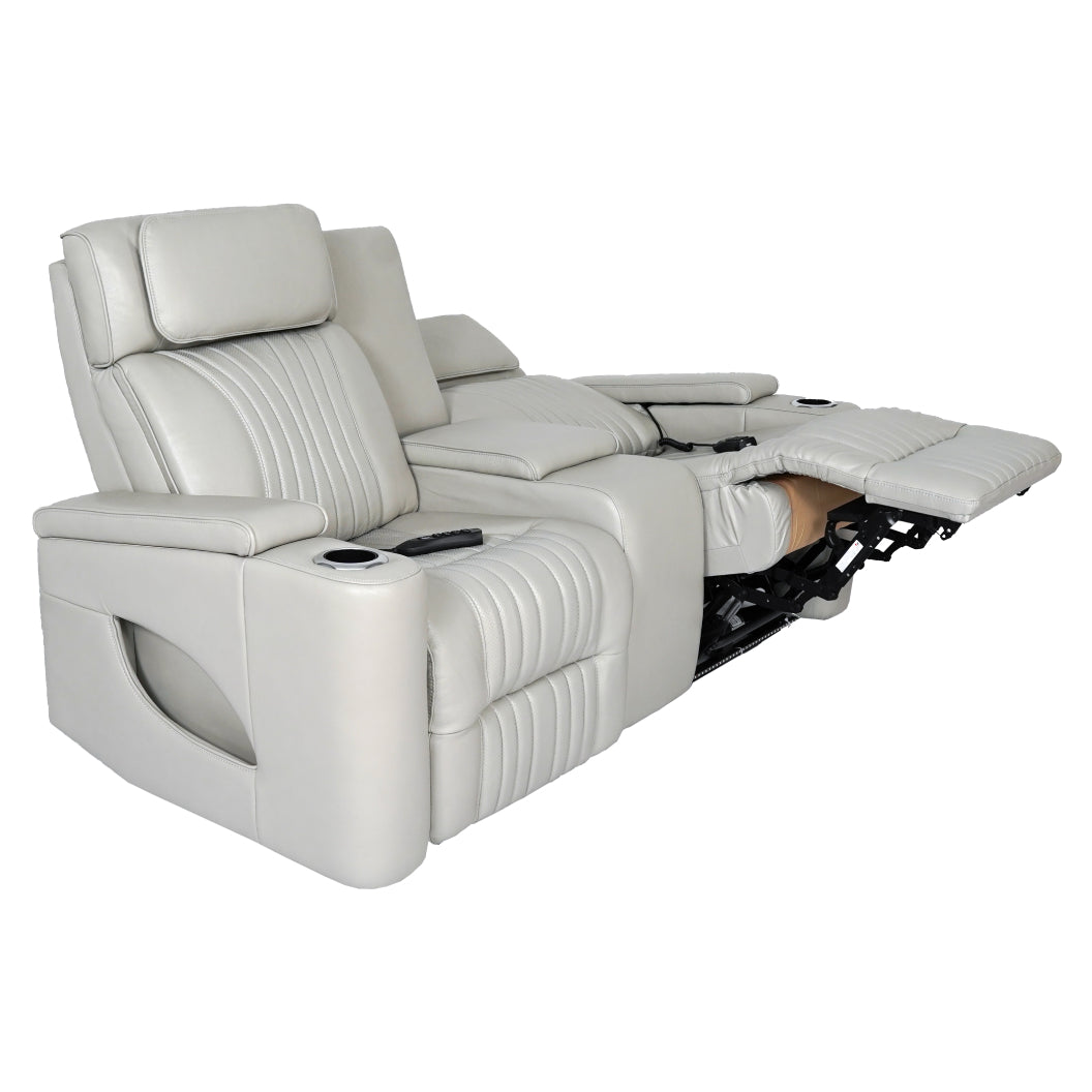 Causeuse en cuir gris zéro gravité motorisée avec console - K2180