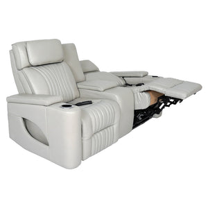 Causeuse en cuir gris zéro gravité motorisée avec console - K2180