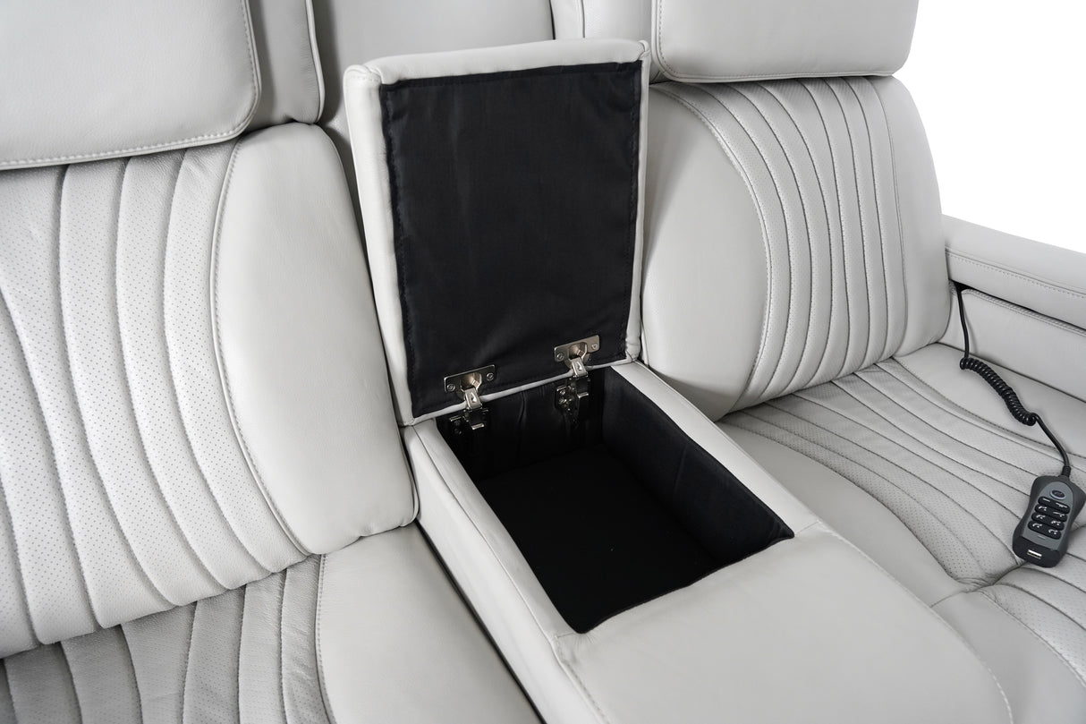 Causeuse en cuir gris zéro gravité motorisée avec console - K2180