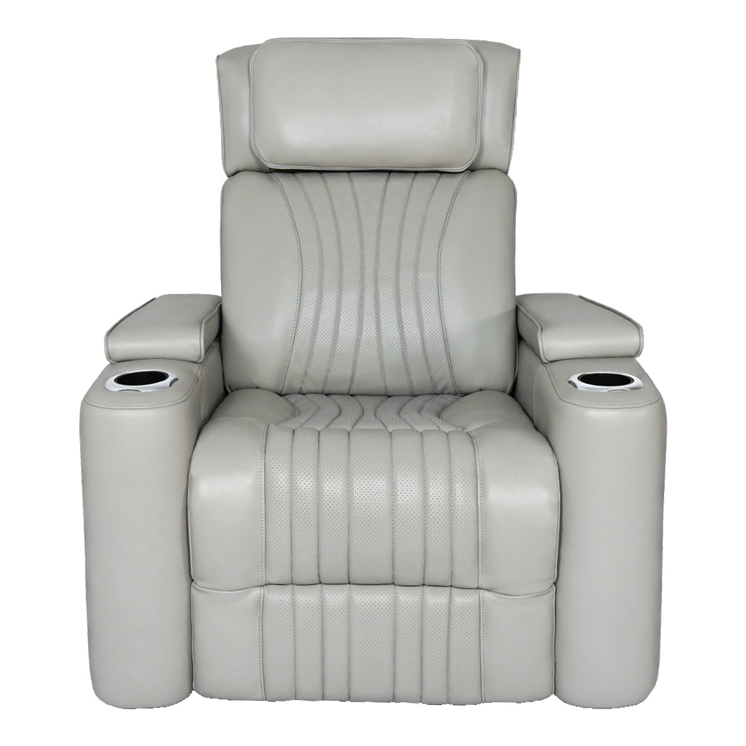 Fauteuil en cuir gris zéro gravité motorisé - K2180
