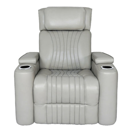 Fauteuil en cuir gris zéro gravité motorisé - K2180