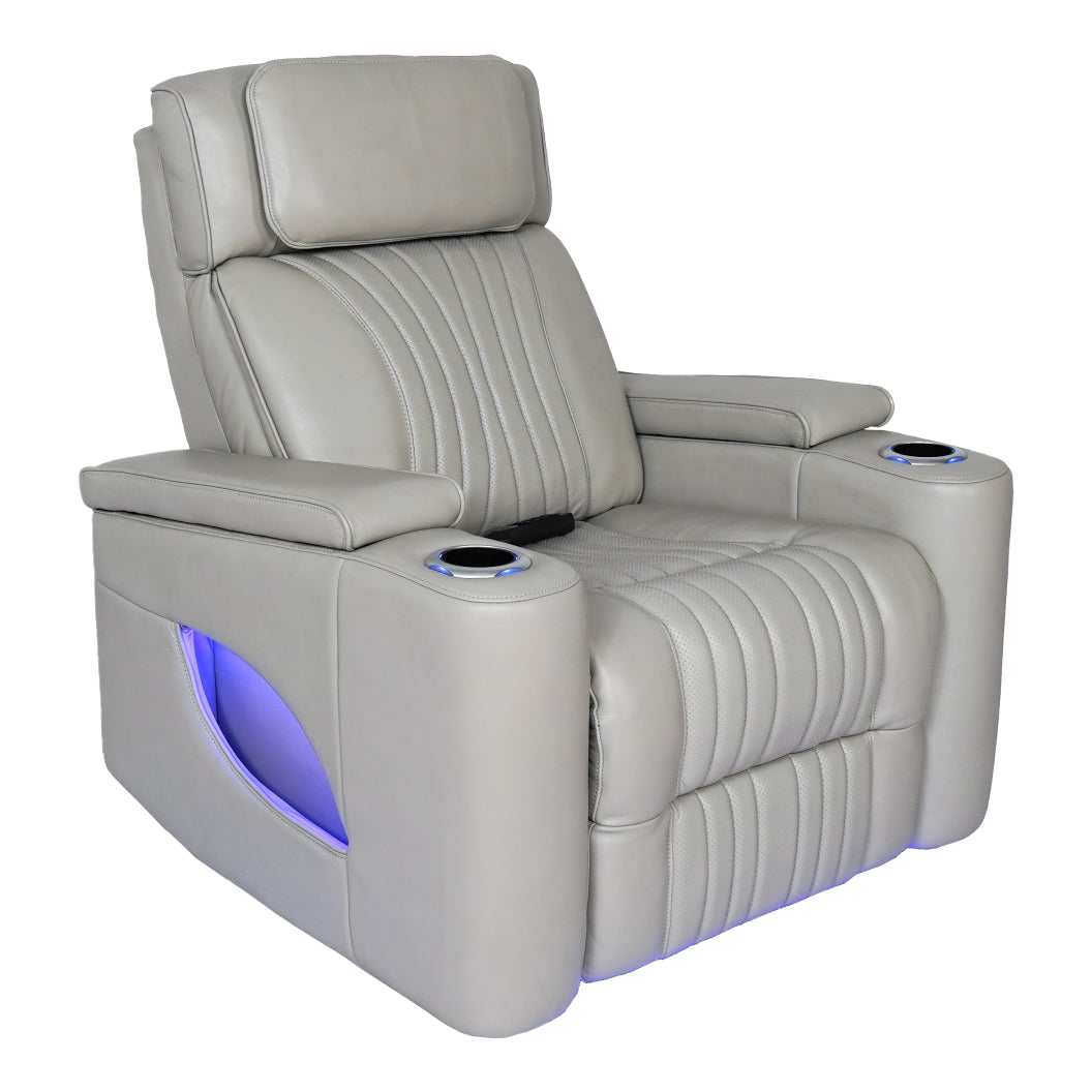 Fauteuil en cuir gris zéro gravité motorisé - K2180