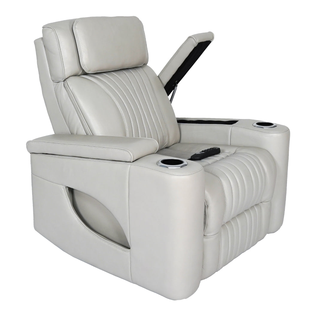 Fauteuil en cuir gris zéro gravité motorisé - K2180