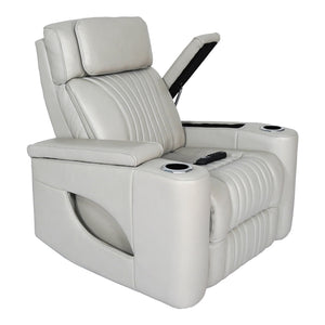 Fauteuil en cuir gris zéro gravité motorisé - K2180