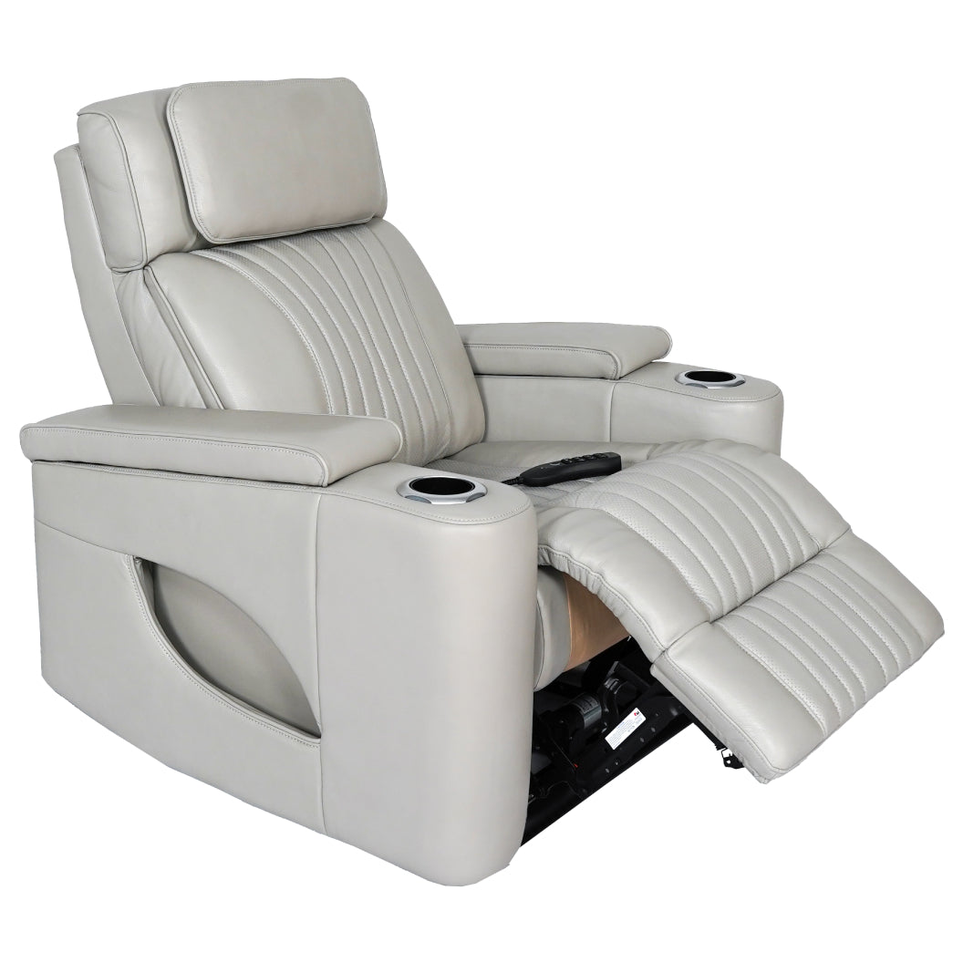 Fauteuil en cuir gris zéro gravité motorisé - K2180