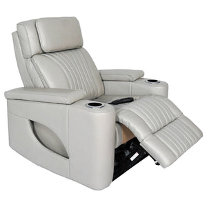 Fauteuil en cuir gris zéro gravité motorisé - K2180