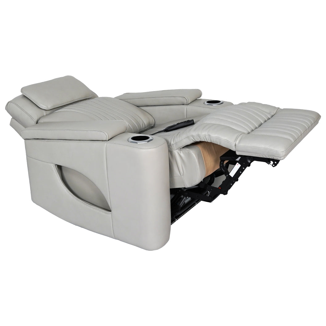 Fauteuil en cuir gris zéro gravité motorisé - K2180