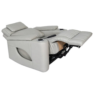Fauteuil en cuir gris zéro gravité motorisé - K2180