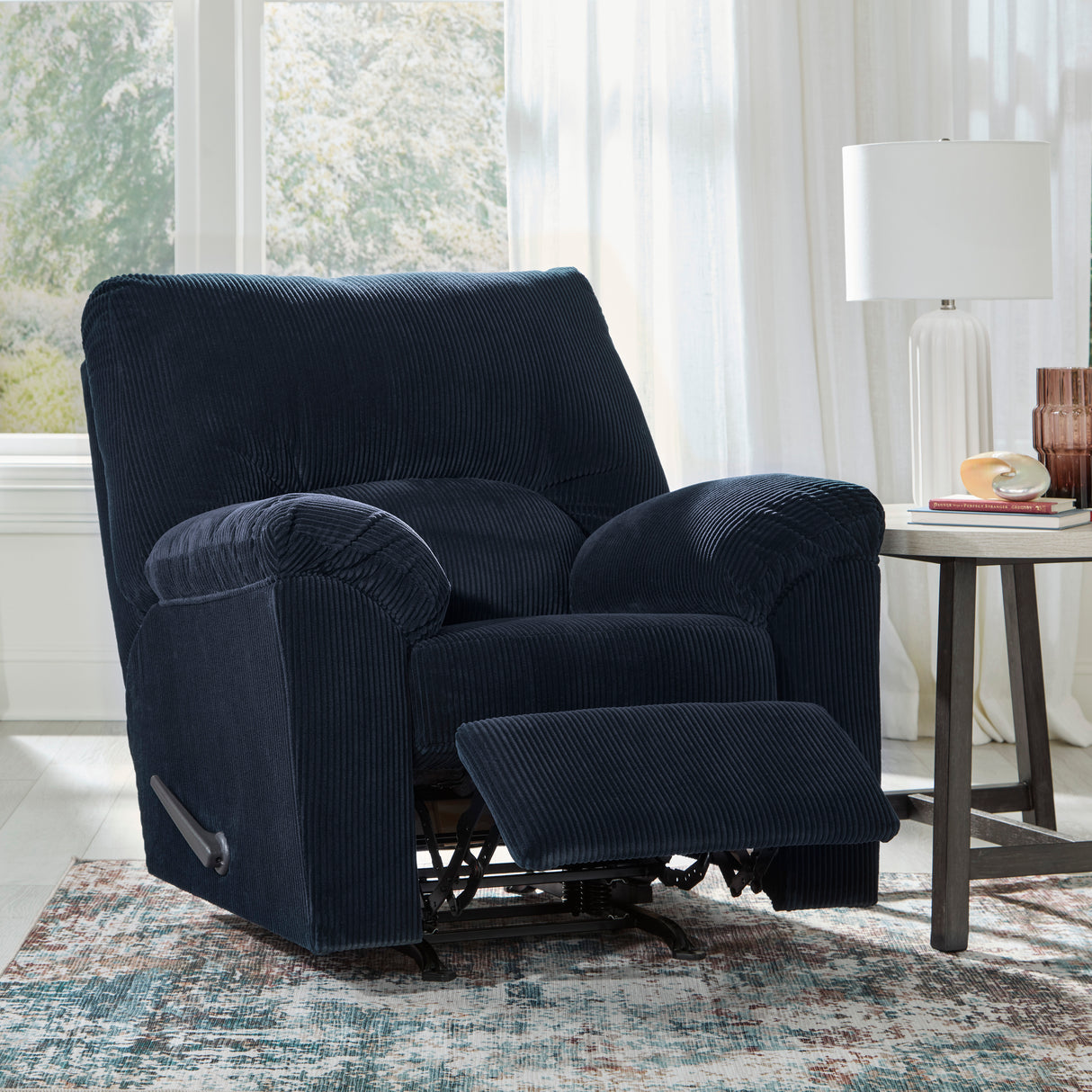 Fauteuil en tissu corduroy berçant et inclinable - SimpleJoy