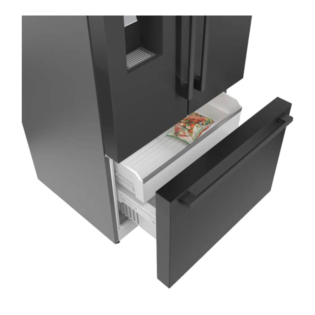 Réfrigérateur porte française 36 po 3 portes Inox noir