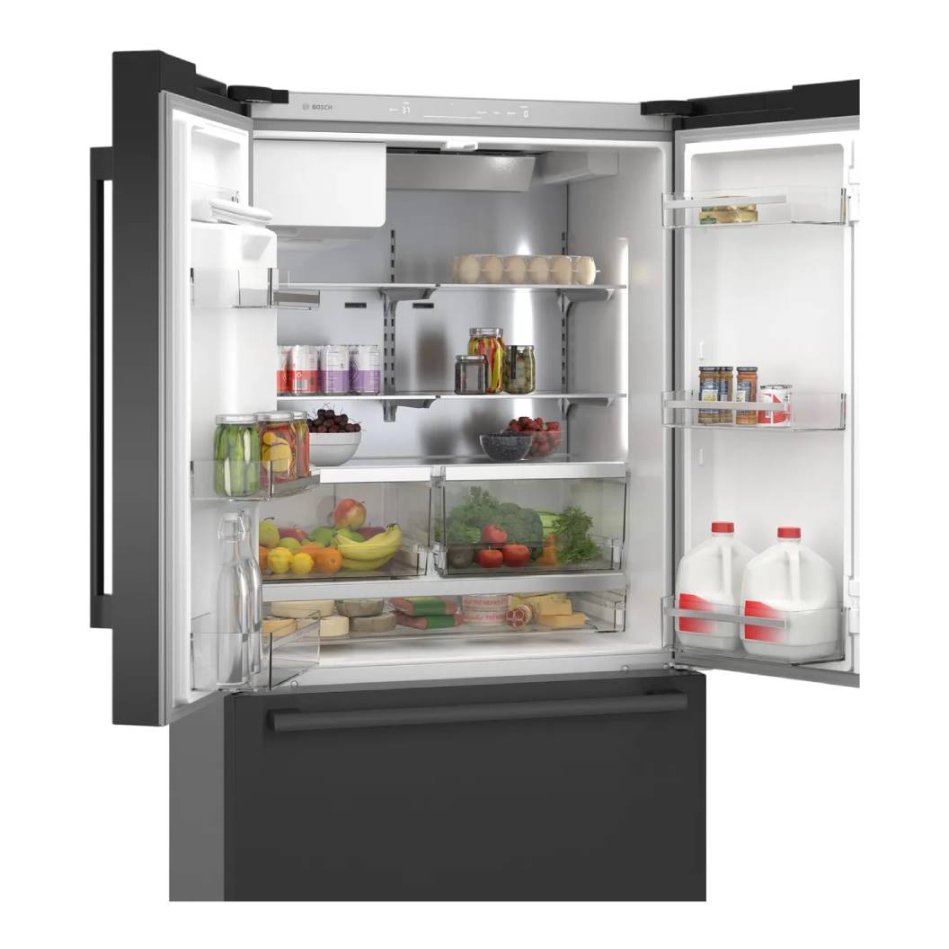 Réfrigérateur porte française 36 po 3 portes Inox noir