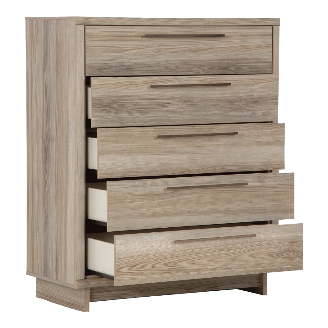 Commode à 5 tiroirs en bois naturel - Hasbrick