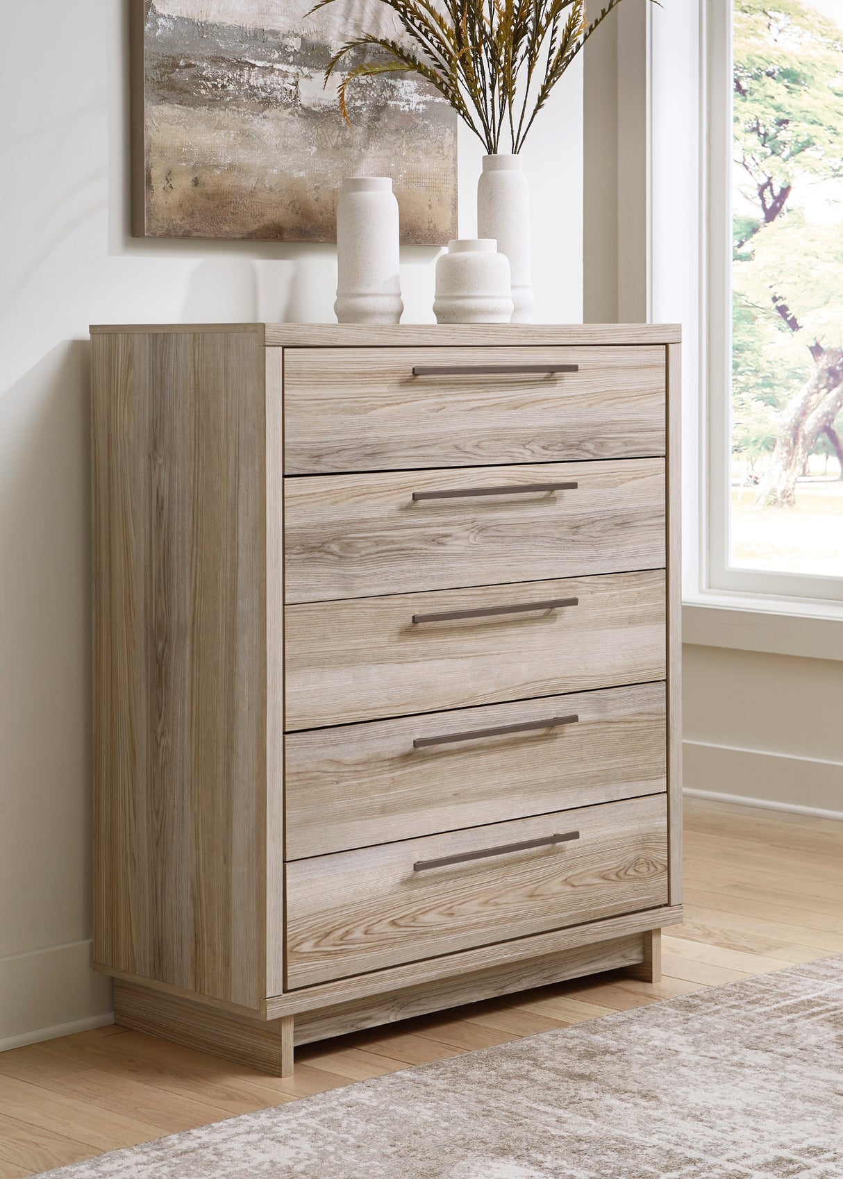 Commode à 5 tiroirs en bois naturel - Hasbrick
