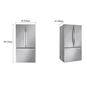 Réfrigérateur porte française 36 po 3 portes Inox Door Cooling