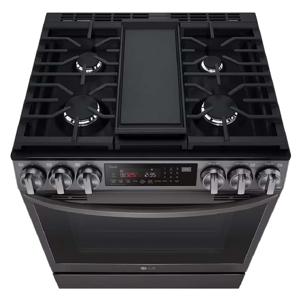 Cuisinière au gaz encastrable 30 po. 6,3 pi³, Inox noir avec Air Fry et Wi-Fi