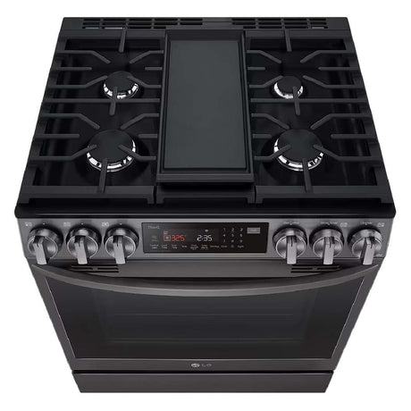Cuisinière au gaz encastrable 30 po. 6,3 pi³, Inox noir avec Air Fry et Wi-Fi