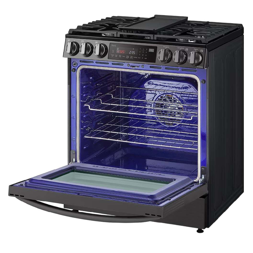 Cuisinière au gaz encastrable 30 po. 6,3 pi³, Inox noir avec Air Fry et Wi-Fi