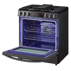 Cuisinière au gaz encastrable 30 po. 6,3 pi³, Inox noir avec Air Fry et Wi-Fi