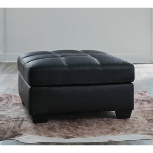 Ottoman surdimensionné aspect cuir noir - Barlin Mills