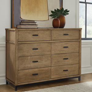 Bureau à 6 tiroirs en bois/placage de manguier brun clair - Tomtyn