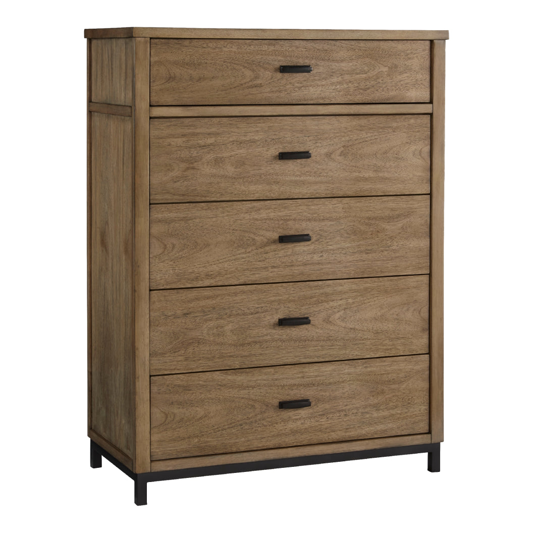 Commode à 5 tiroirs en bois brun clair - Tomtyn