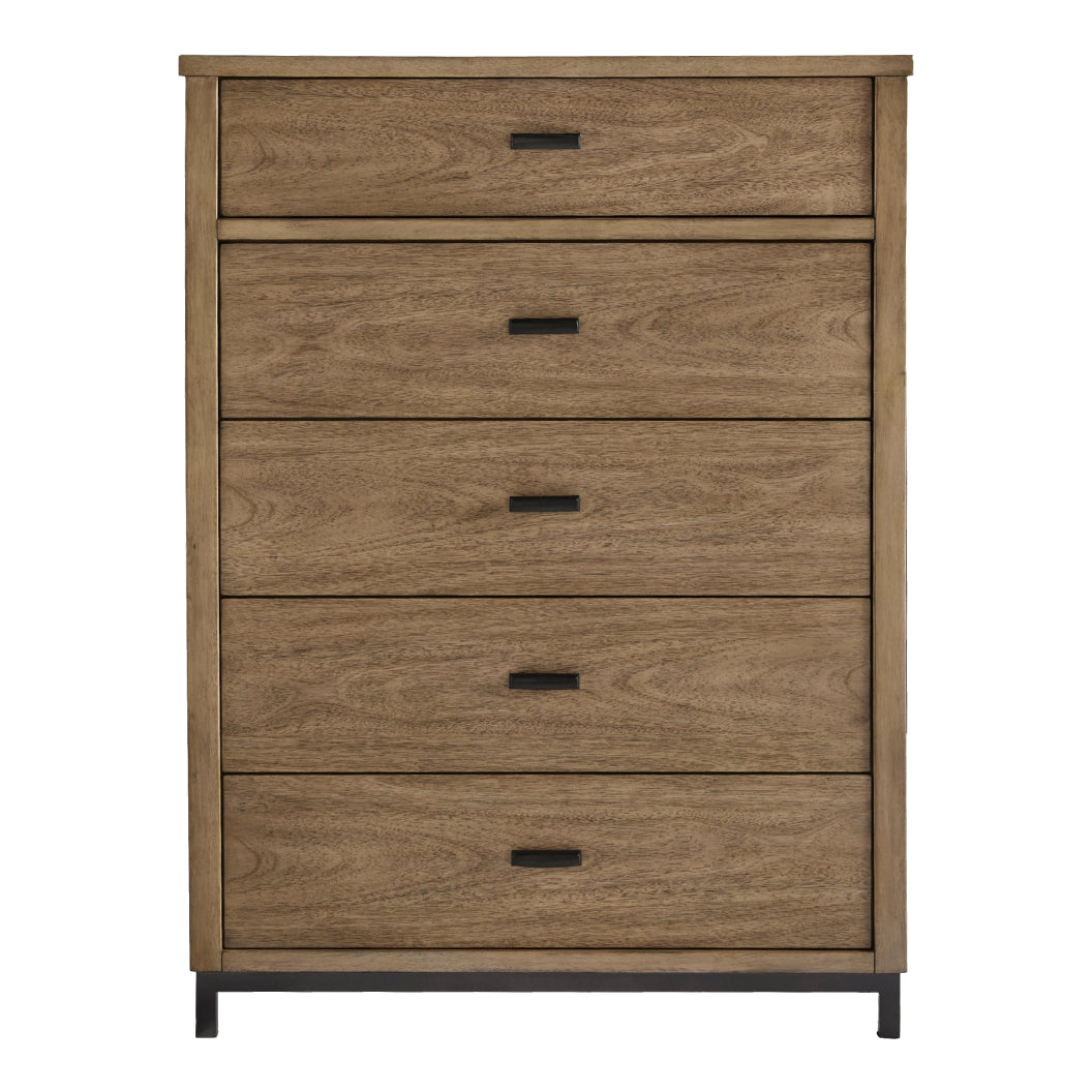 Commode à 5 tiroirs en bois brun clair - Tomtyn