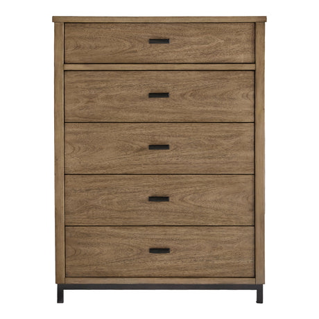 Commode à 5 tiroirs en bois brun clair - Tomtyn