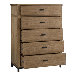 Commode à 5 tiroirs en bois brun clair - Tomtyn