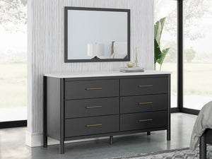 Bureau à 6 tiroirs en marbre blanc et bois noir - Cadmori