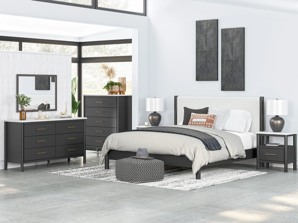 Bureau à 6 tiroirs en marbre blanc et bois noir - Cadmori