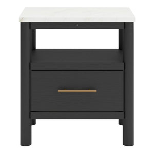 Table de chevet Noir et marbre en bois - Cadmori
