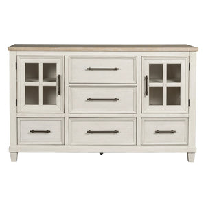 Bureau à 5 tiroirs et 2 portes en bois bicolore - Shaybrock