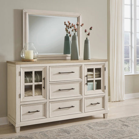 Miroir de bureau en bois/placage bicolore - Shaybrock