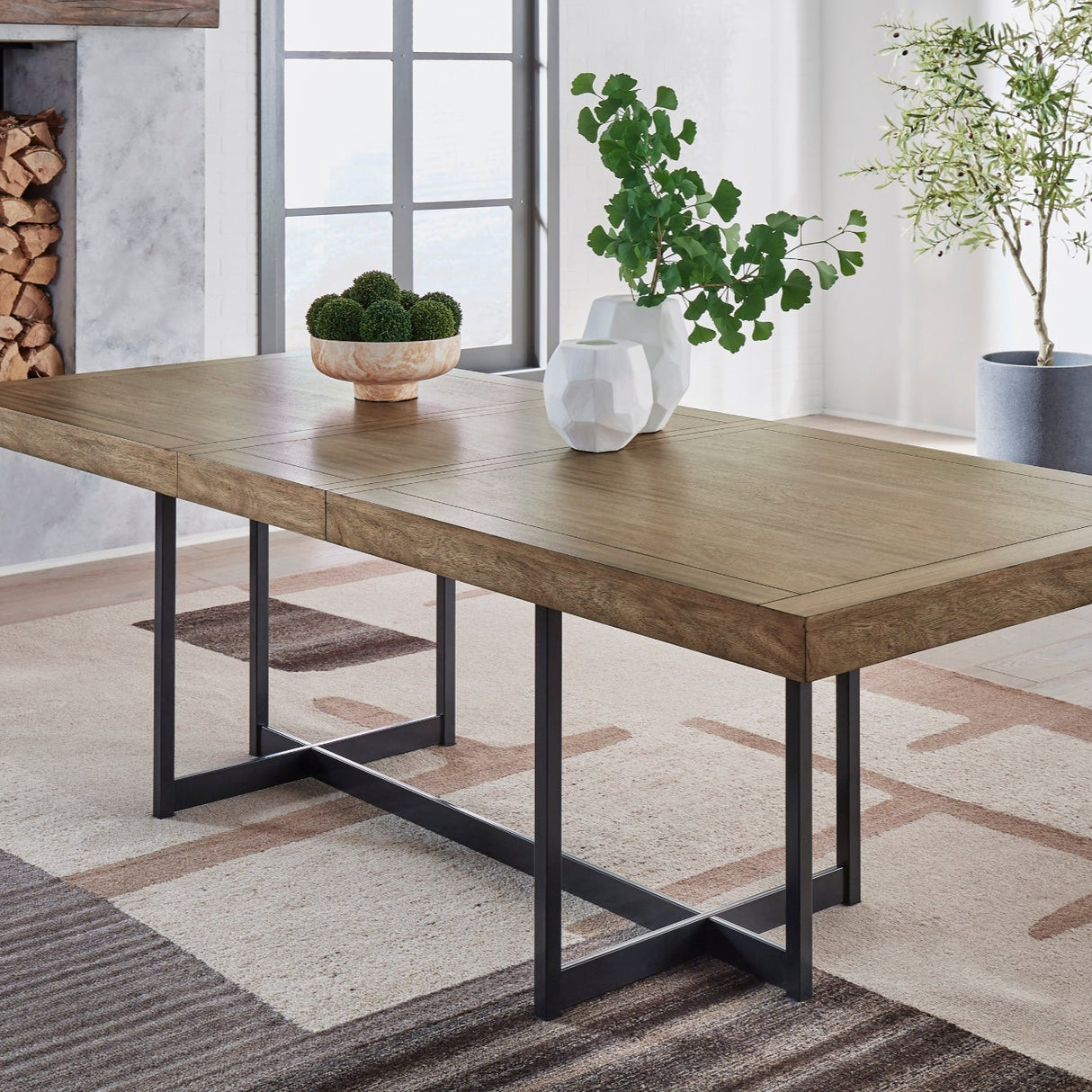 Table de salle à manger bois brune claire extensible - Tomtyn