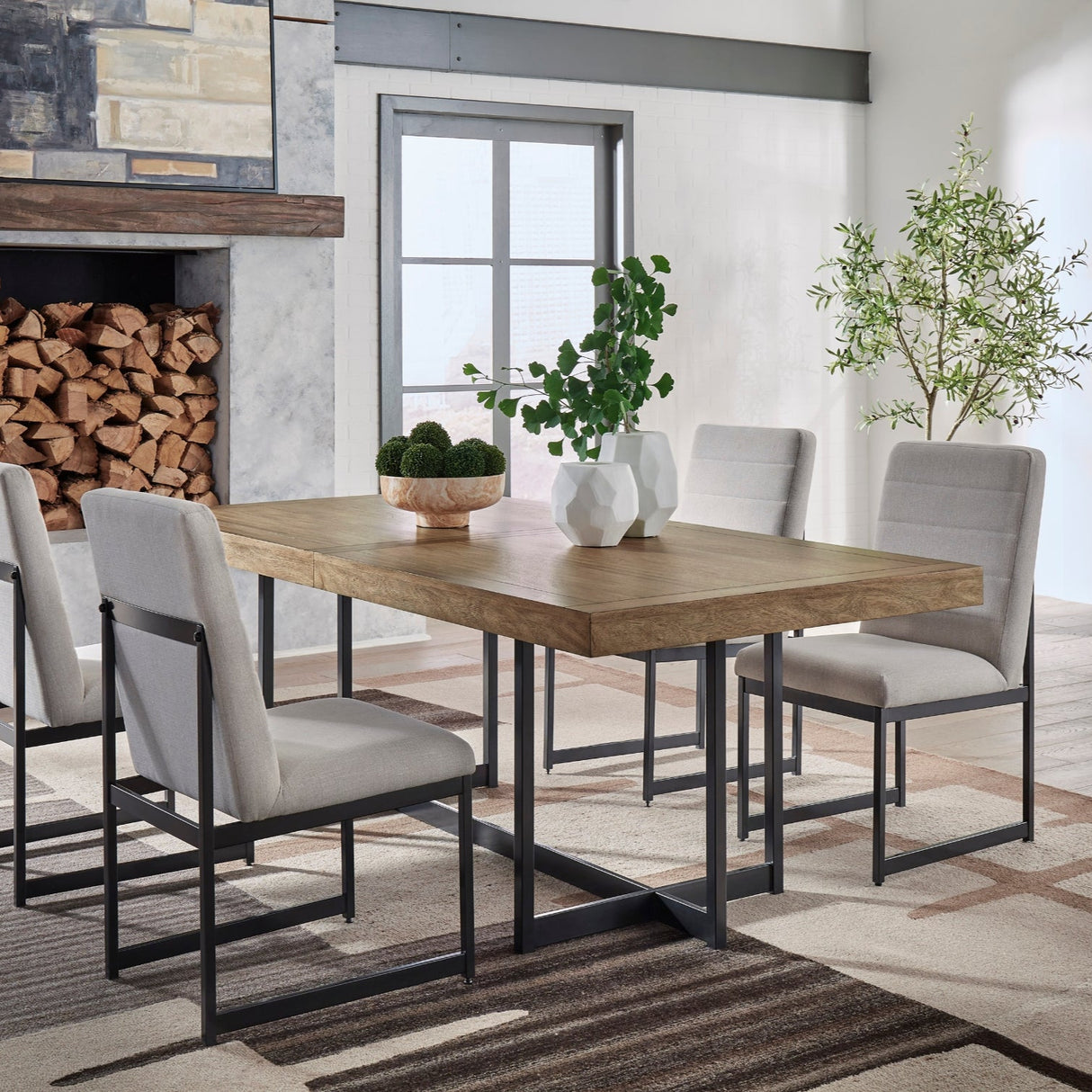 Table de salle à manger bois brune claire extensible - Tomtyn