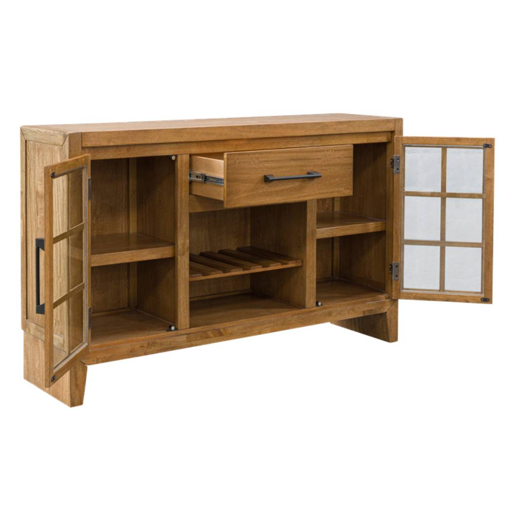 Buffet en bois brun clair avec 2 portes et 1 tiroir - Sherbana