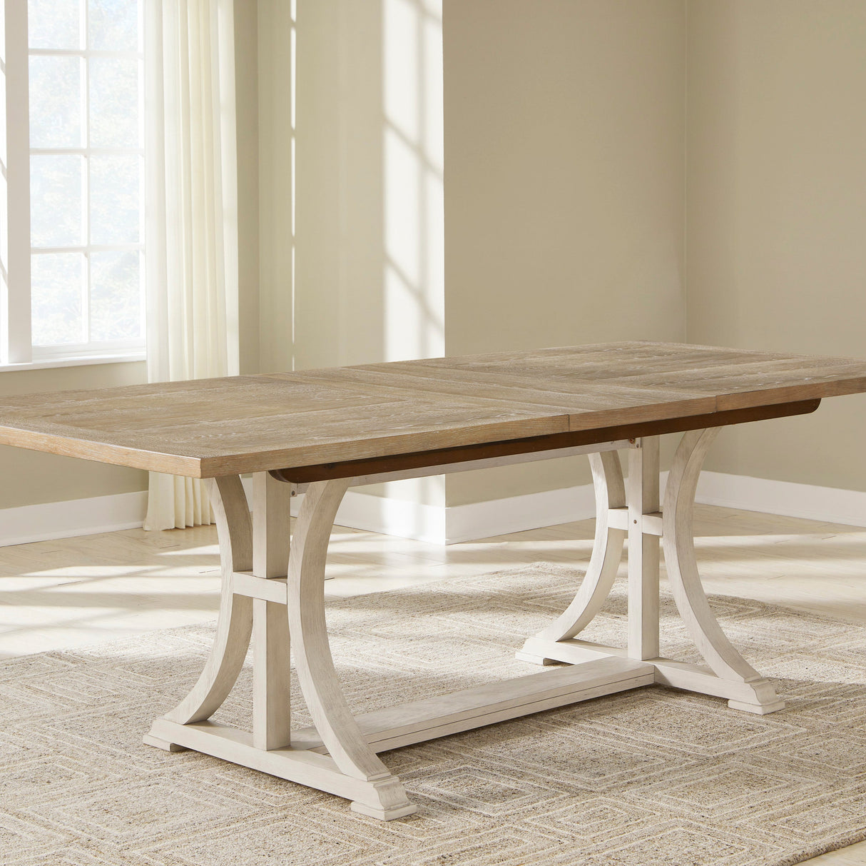 Table de salle à manger bois brune claire rectangulaire extensible - Shaybrock