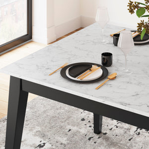 Table de salle à manger mélamine marbré blanche - Jettaya