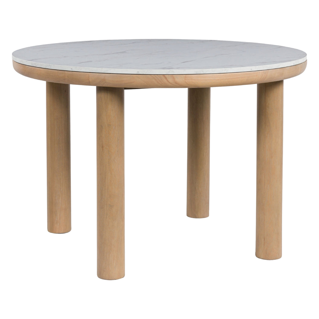 Table de salle à manger bois brune claire marbre - Sawdyn