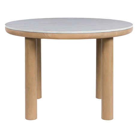 Table de salle à manger bois brune claire marbre - Sawdyn
