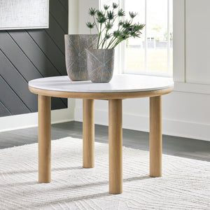 Table de salle à manger bois brune claire marbre - Sawdyn