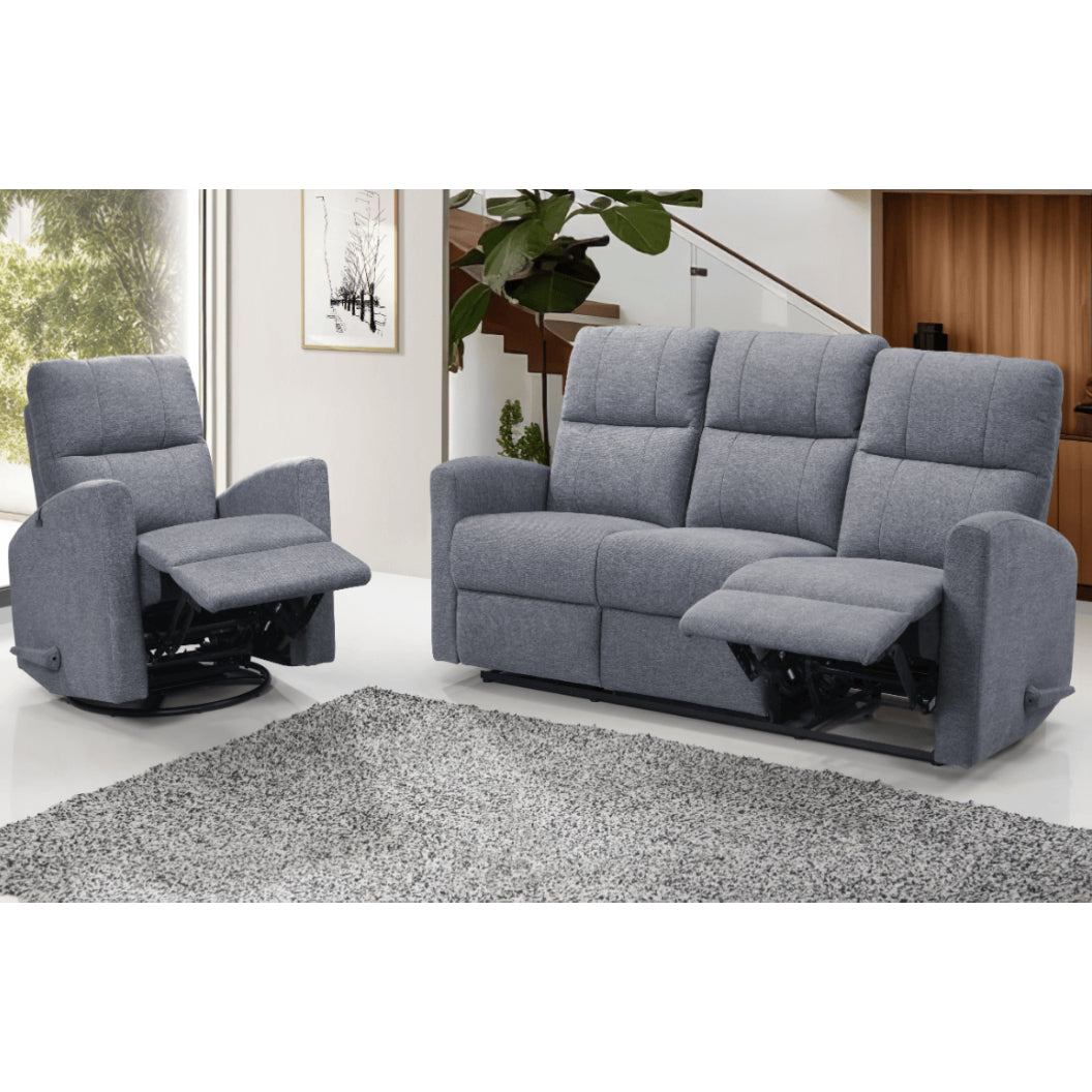 Fauteuil berçant, pivotant et inclinable en tissu gris - Florence