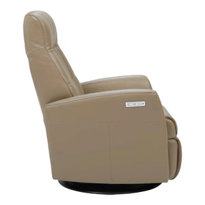 Fauteuil berçant, pivotant et inclinable motorisé en cuir beige foncé - Namsen Nordic