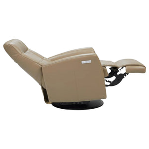 Fauteuil berçant, pivotant et inclinable motorisé en cuir beige foncé - Namsen Nordic